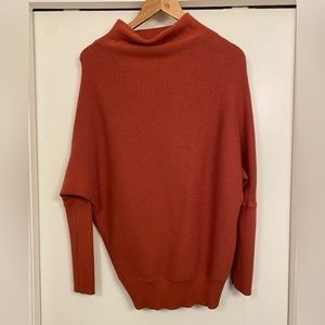Rust funnel neck dolman sleeve sweater (maternity/bump friendly) S/M